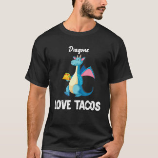 Camiseta Dragões Adoram Tacos Engraçados Tacos Sobreloques