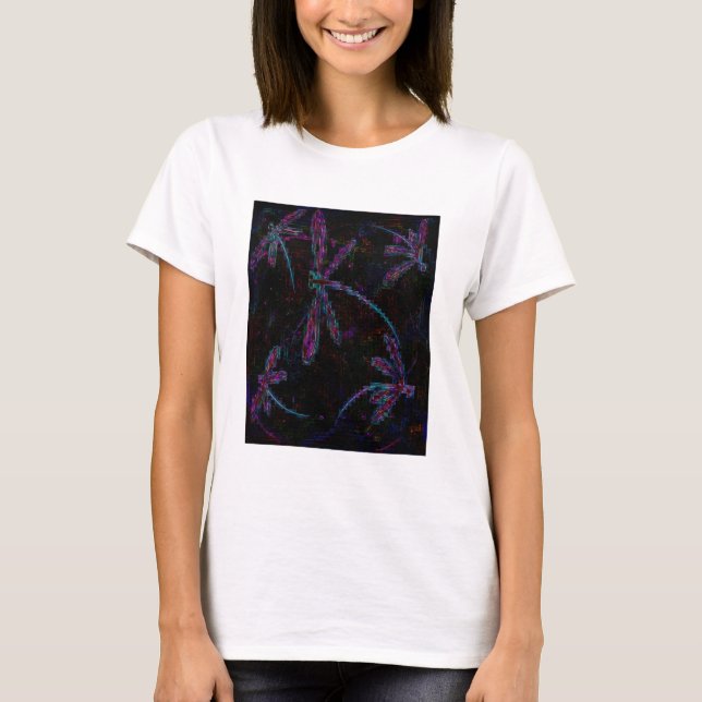 Camiseta Dragões Azuis bonito em Preto (Frente)