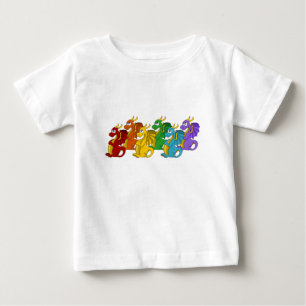 Camiseta Dragões coloridos de arco-íris desenho animado