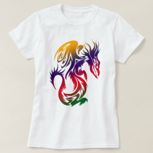 Camiseta Dragões Dragão Arte Colorida Estilo Tatuagem