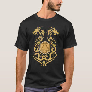 Camiseta Dragões Duplos Emblem D20 Dice Rpg Tabletop Gamer