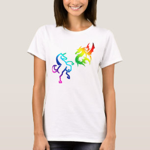 Camiseta Dragões e Unicórnios Arco-Íris