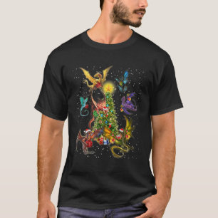 Camiseta Dragões em torno da árvore de Natal
