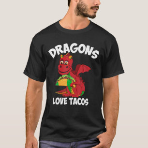 Camiseta Dragões Engraçados Adoram Tacos Presentes Comida M