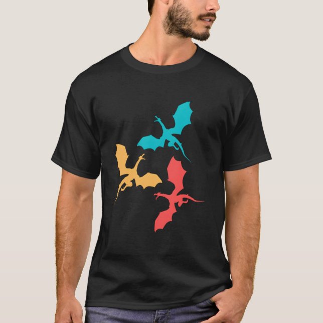 Camiseta Dragões Medievais Animais Fantasia Juventude (Frente)