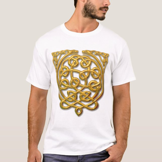 Camiseta Dragões-Nó Celta - Dourado (Frente)