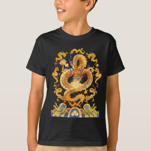 Camiseta Dragões-Ouro Chineses Brincando Com A Bola-Dragão 