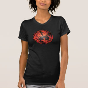 Camiseta Dragões, vermelho e preto de Yin Yang