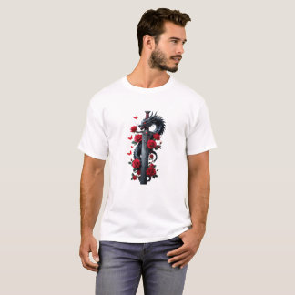 Camiseta Dragon and Roses Blade – Power Meets Elegance