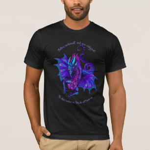 Camiseta Dragon Art Nouveau Estilo Azul e Roxo
