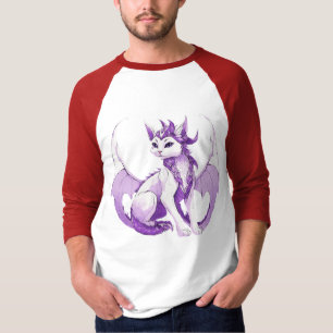 Camiseta Dragon Cat Wizard - Fantasia Preta, Branca e Roxa
