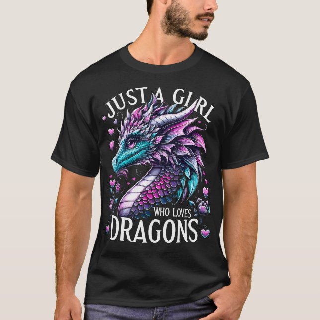 Camiseta Dragon Cute Just A Girl Who Loves Dragons (Frente)