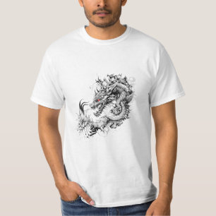 Camiseta Dragon Fantasy Wild Animal Illustration Art Tattoo