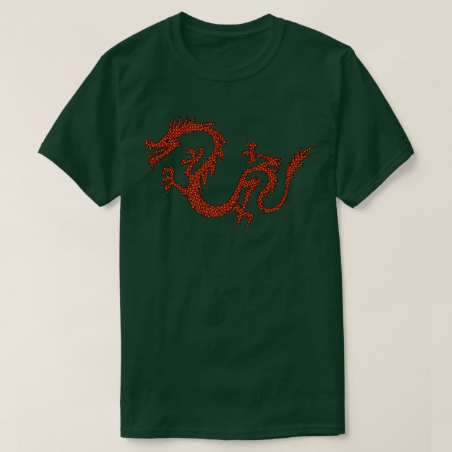 Camiseta Dragon Japan Retro Style Asia Mosaic Dragon  (Frente do Design)