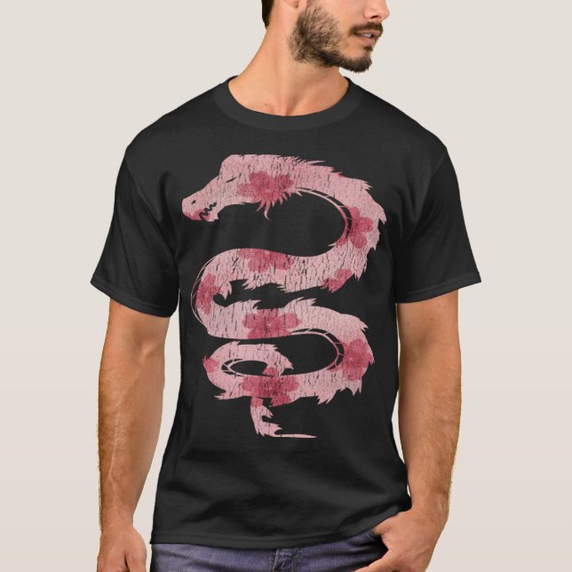 Camiseta Dragon Japanese Cherry Blossom Flower Vintage Wome (Frente)