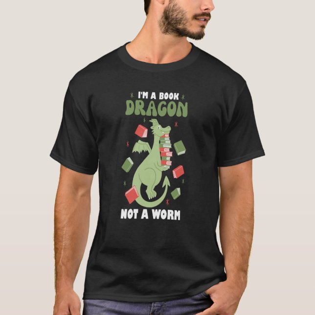 Camiseta Dragon Reads Books Book worm Book Dragon (Frente)
