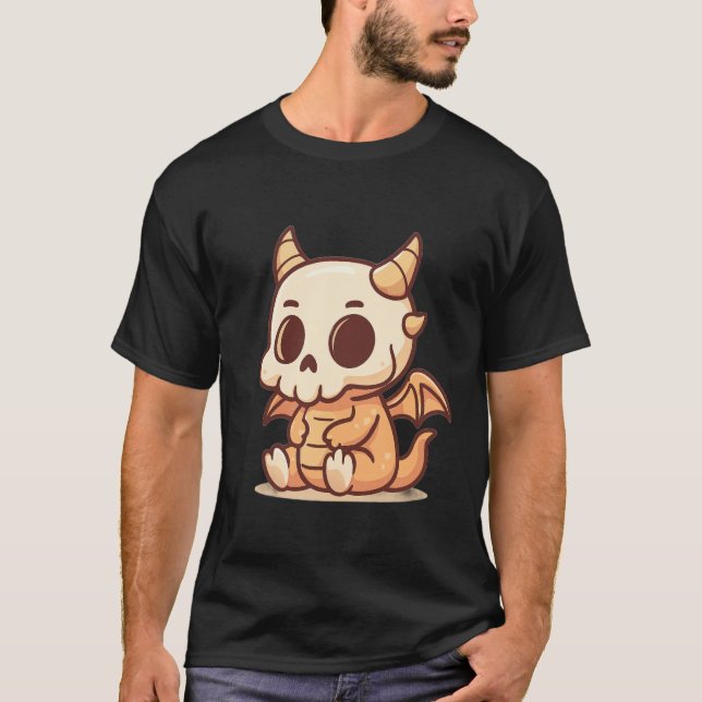 Camiseta 🔥 "Dragon Skull Mascot - Cute Ainda Ferce Tee" (Frente)