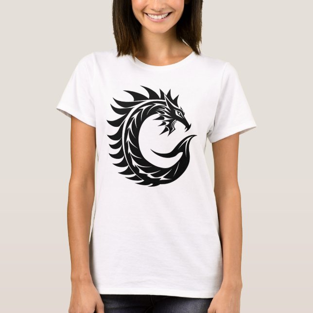 Camiseta Dragon Styled Letter C, Dragon Alphabet, Monogram (Frente)