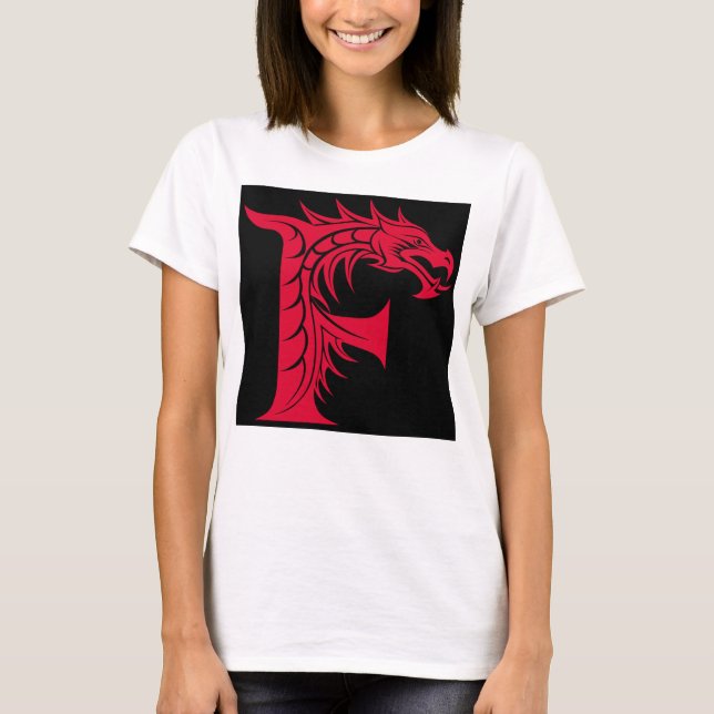 Camiseta Dragon Styled Letter F, Dragon Alphabet, Monogram (Frente)