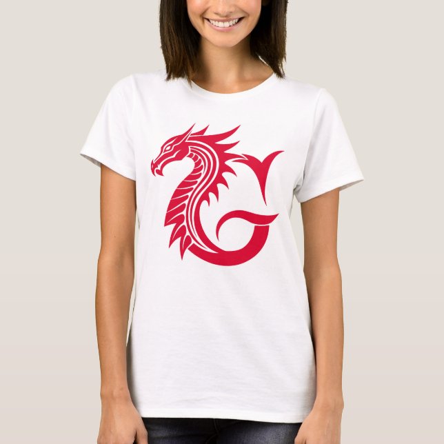 Camiseta Dragon Styled Letter G, Dragon Alphabet, Monogram (Frente)