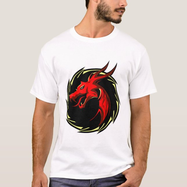 Camiseta dragon tribal rouge chinois logo (Frente)