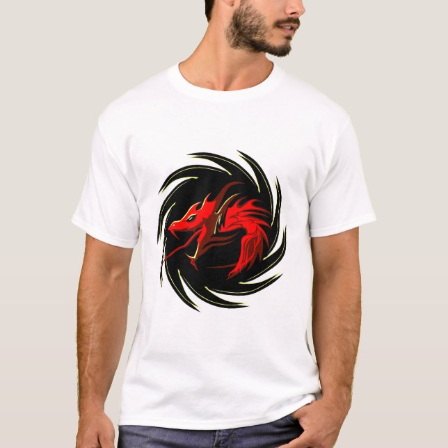 Camiseta dragon tribal rouge chinois logo  (Frente)