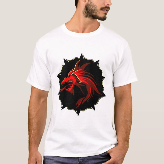 Camiseta dragon tribal rouge chinois logo  (Frente)