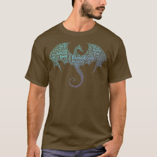 Camiseta Dragon Word Art Dungeler Crawler RPG DM Gaming