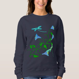 Camiseta Dragonflies e Flowers Abstrato Art para Vestir