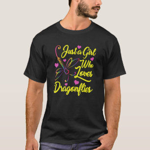 Camiseta Dragonflies Mulheres Apenas Uma Menina Que Ama Dra