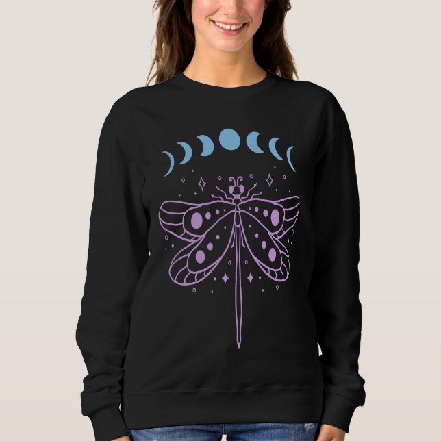Camiseta Dragonfly and Moon Phase New Age Witchy Tarot Wome (Frente)