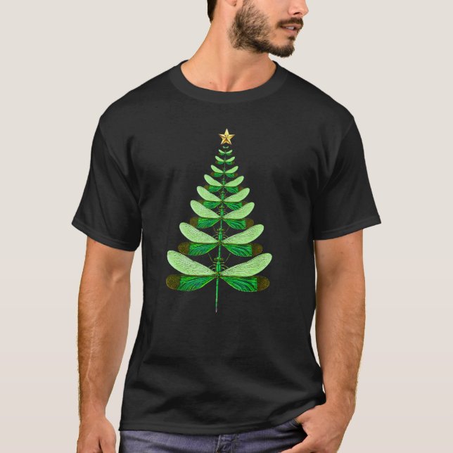 Camiseta Dragonfly Christmas Tree Xmas Dragonflies Bugs Ins (Frente)