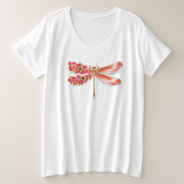 Camiseta Dragonfly com joalheria sakura (Frente do Design)