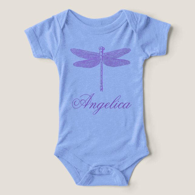 Camiseta Dragonfly de fantasia rosa e roxa (Design frontal)