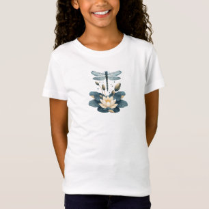 Camiseta Dragonfly e Lotus Flower Nature Graphic T Shirt