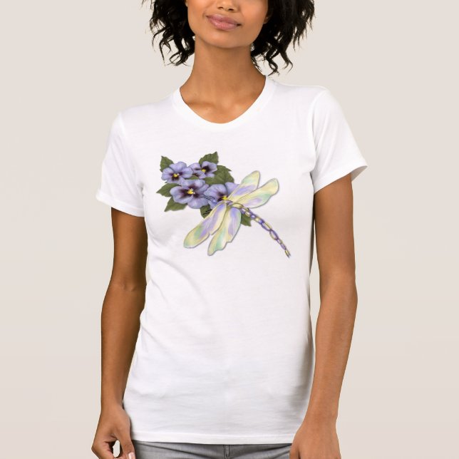 Camiseta Dragonfly e Pansies (Frente)