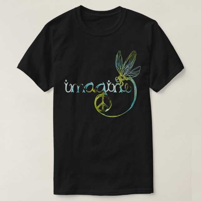 Camiseta Dragonfly Imagine Hippie Para Mulheres Homens (Frente do Design)