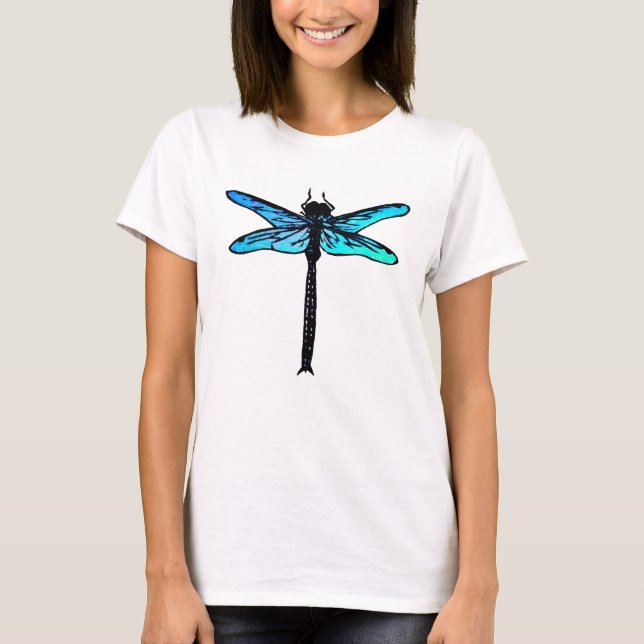Camiseta Dragonfly Japonesa Vintage, azul-turquesa (Frente)