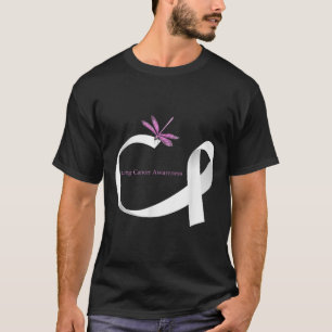 Camiseta Dragonfly White Ribbon Cancer Pulmonar Sensibiliza