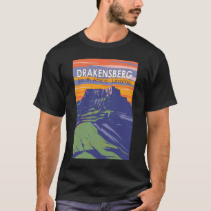 Camiseta Drakensberg África do Sul Retro de Viagem de Arte 