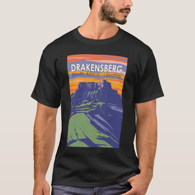 Camiseta Drakensberg África do Sul Retro de Viagem de Arte  (Frente)