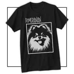 Camiseta Dramatic Pop Art Pomeranian White On Black