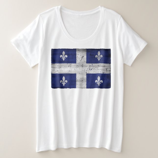 Camiseta Drapeau du Québec, estilo grunge érodé (Frente do Design)
