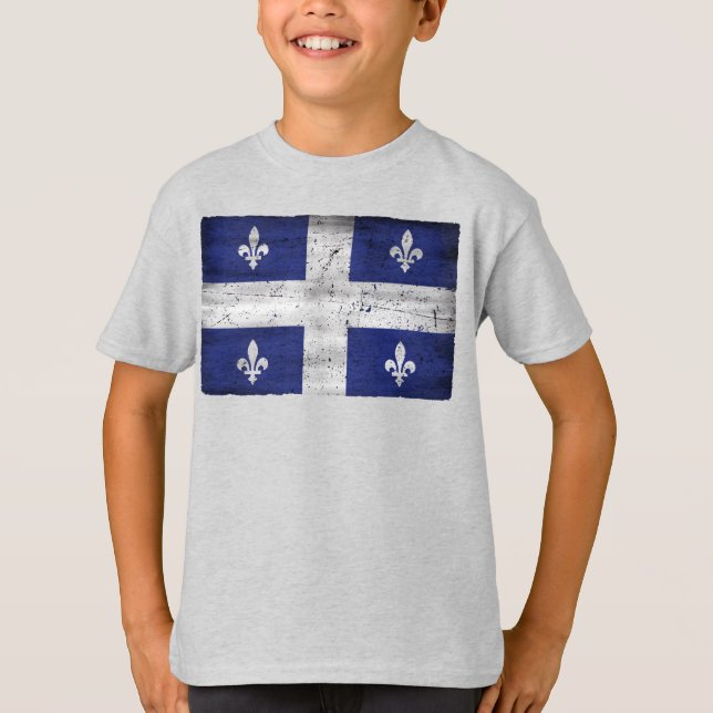 Camiseta Drapeau du Québec, estilo grunge érodé (Frente)