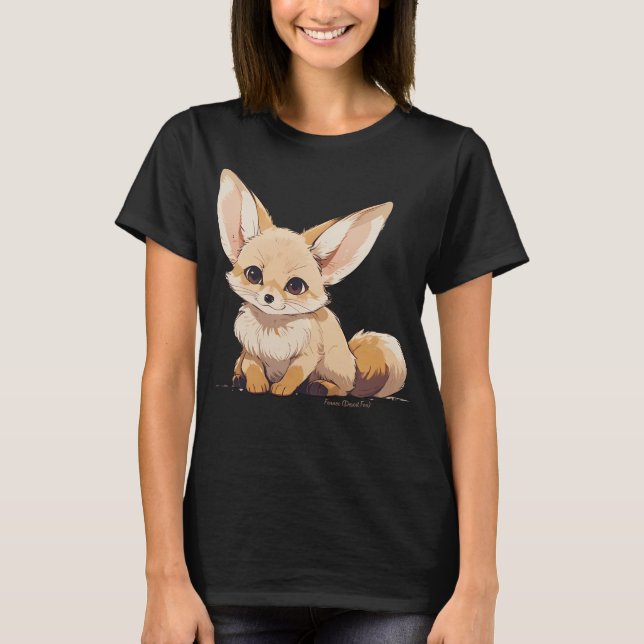 Camiseta Drawing of a Fennec, Desert Fox, in Cartoon style (Frente)