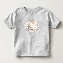 Camiseta Drawing of a White Mouse nibbling Wheat Grains