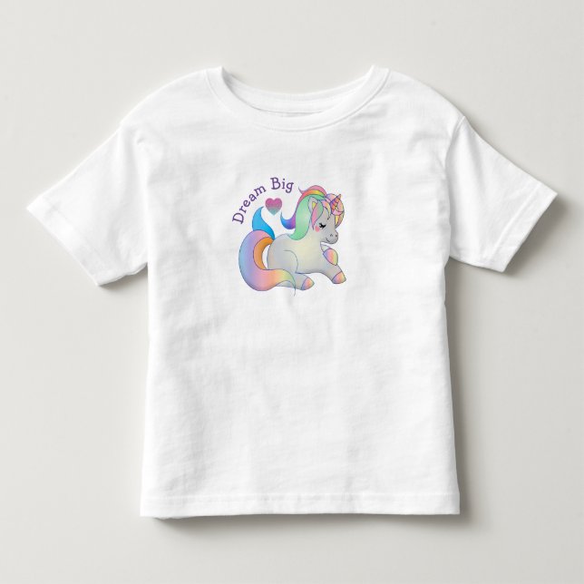 Camiseta Dream Big Rainbow Unicorn (Frente)
