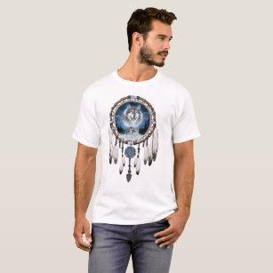 Camiseta Dream Catcher com fundo de lobo