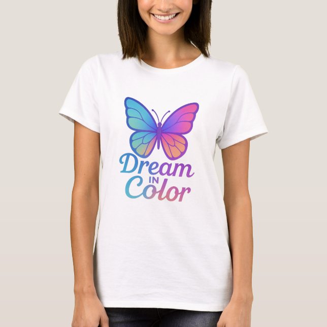 Camiseta Dream in Color Gradient Butterfly Design (Frente)