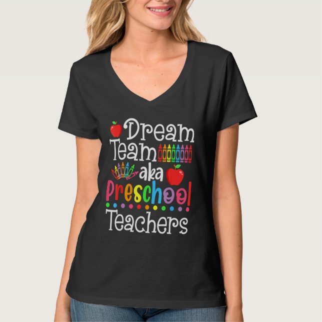 Camiseta Dream Team Aka Preschool Teachers Shirt Back To Sc (Frente)